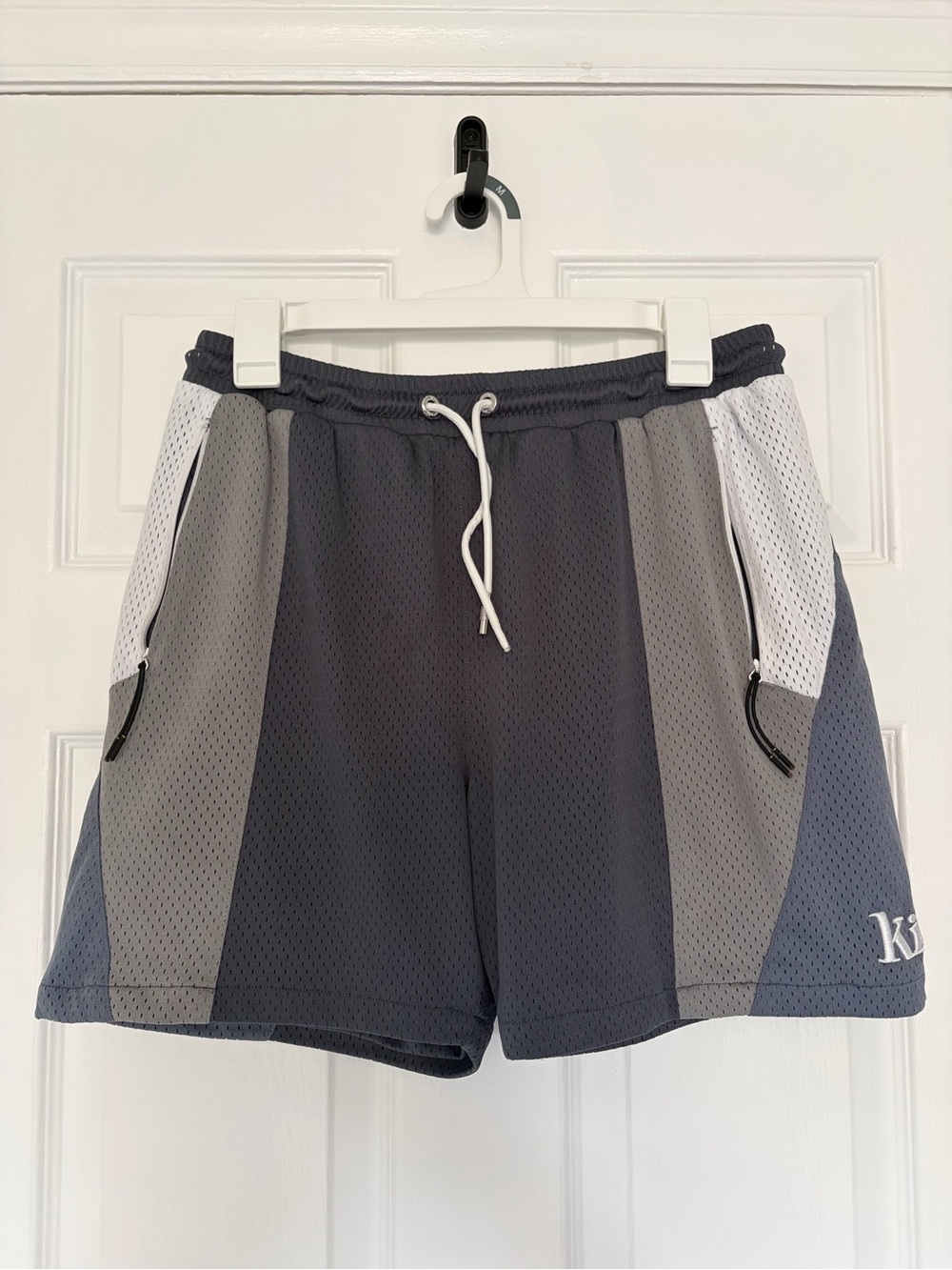 Kith Men's Gray and White Colorblock Athletic Mesh Shorts